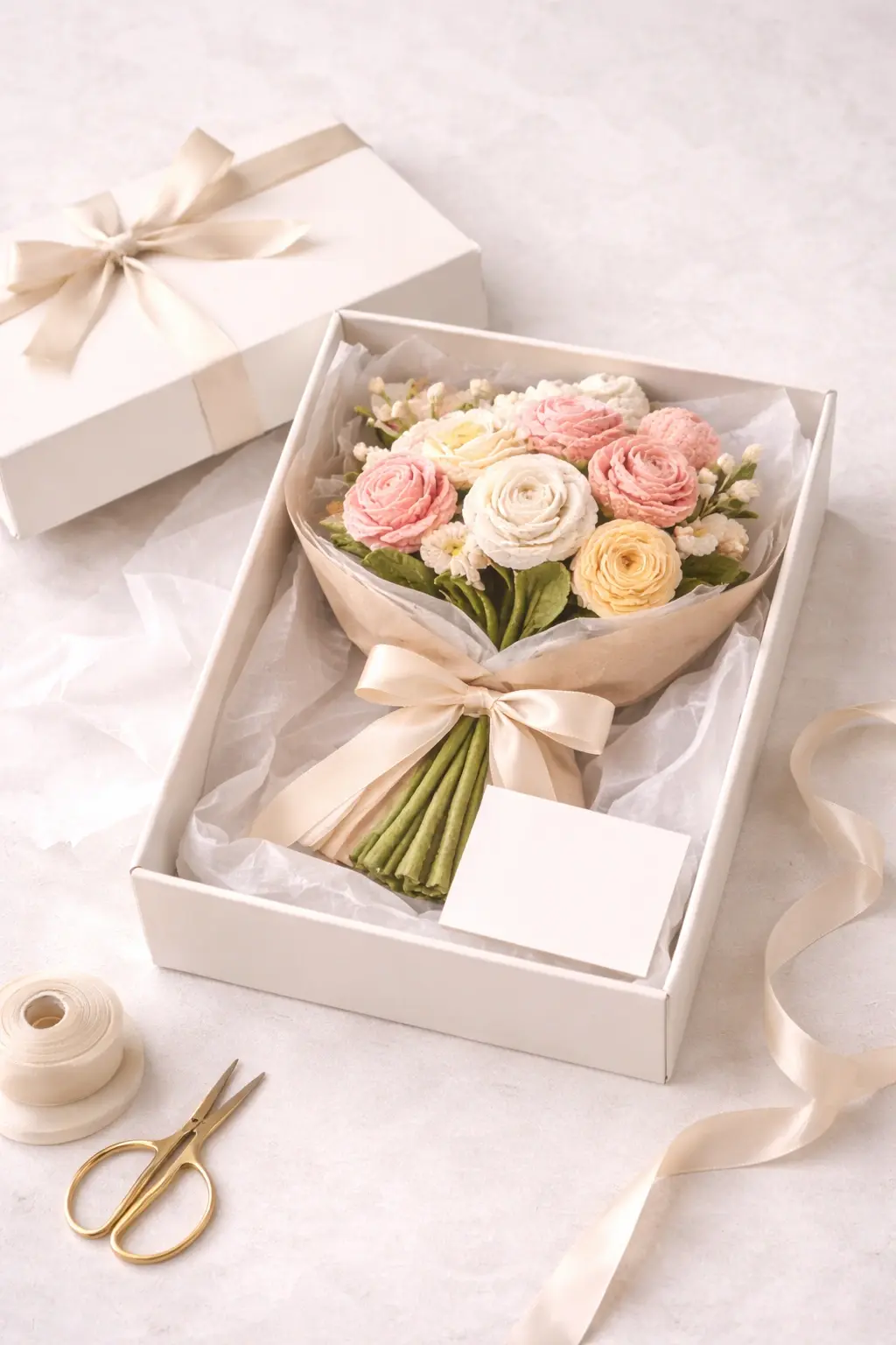 Premium unboxing presentation for crochet flower gift set