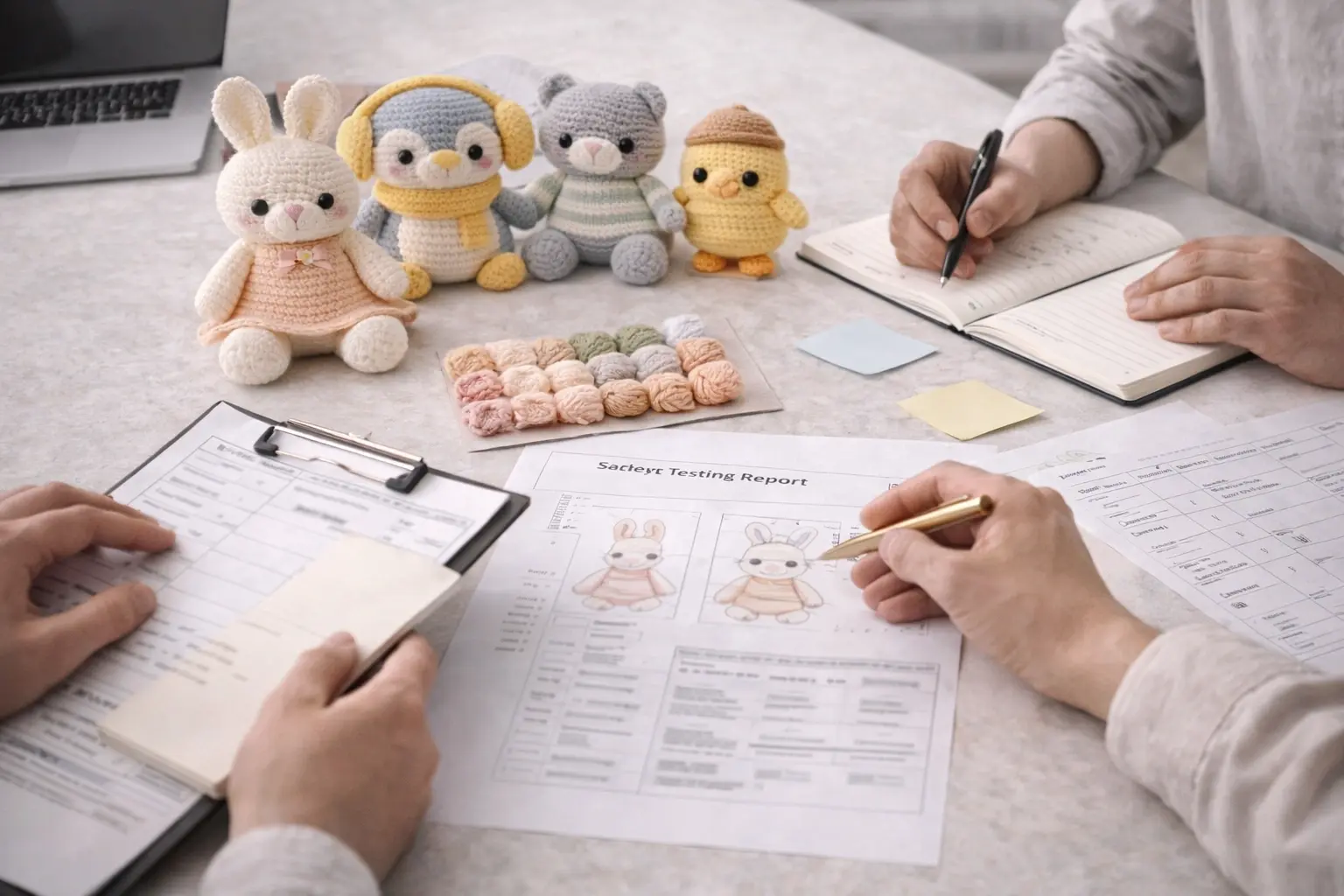 Compliance documents and sample products for market-ready manufacturing