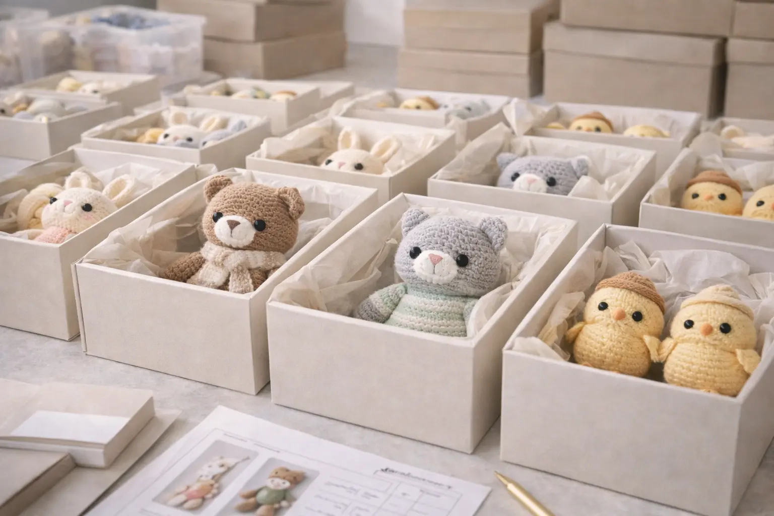 Corporate gift crochet packaging and custom gift box presentation