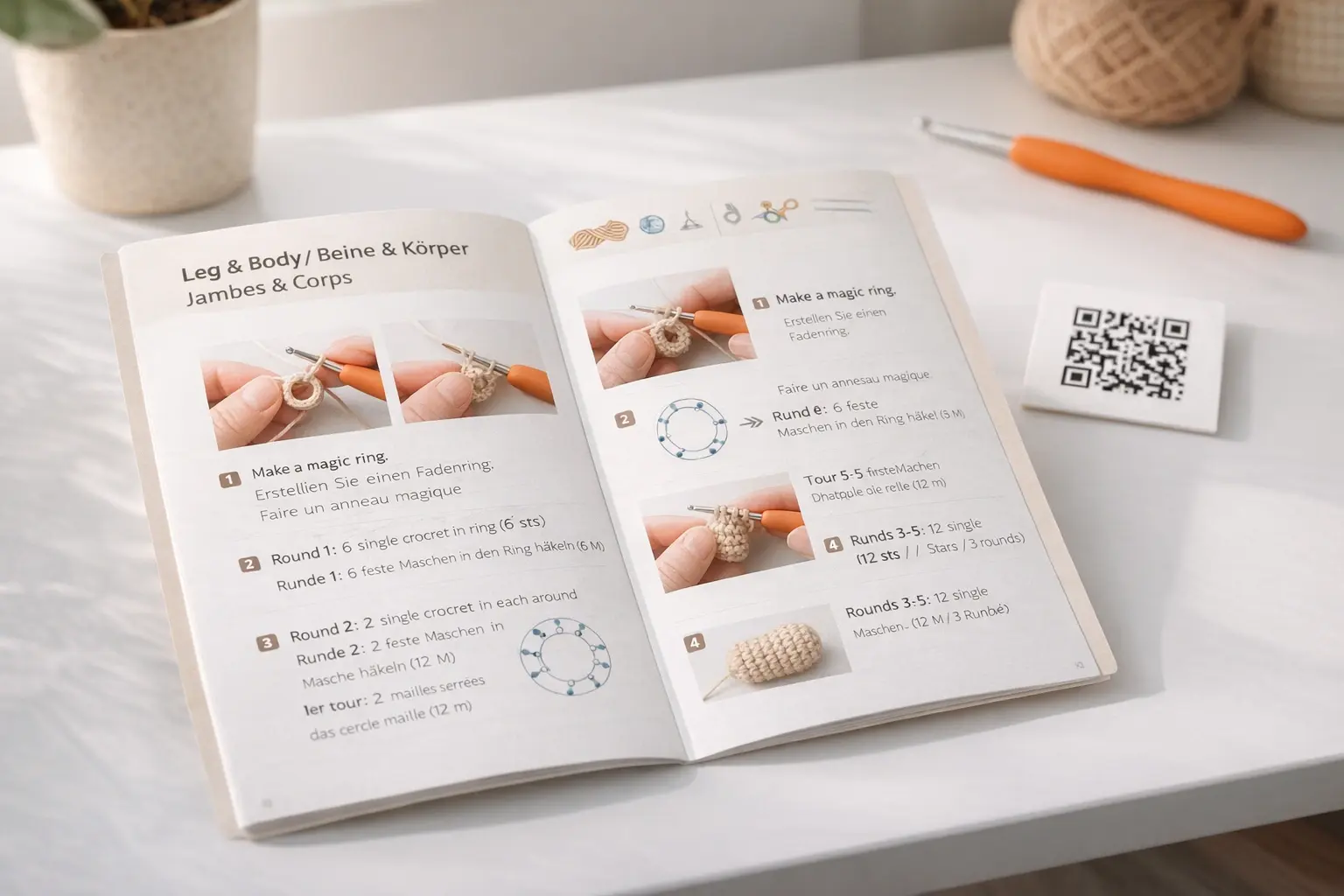 Close-up of multilingual printed instruction booklet