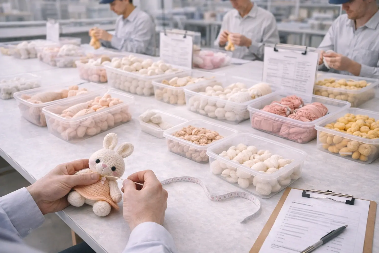 Mass production line for crochet manufacturing
