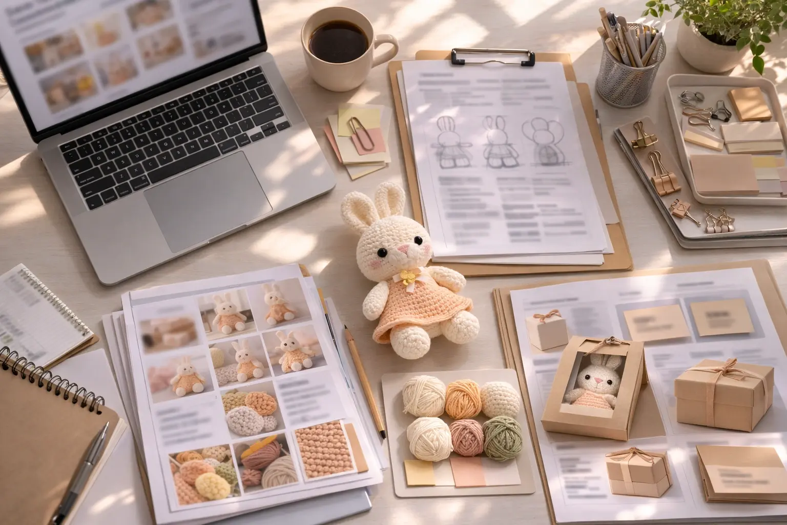 Production costing documents with sample products and labor records