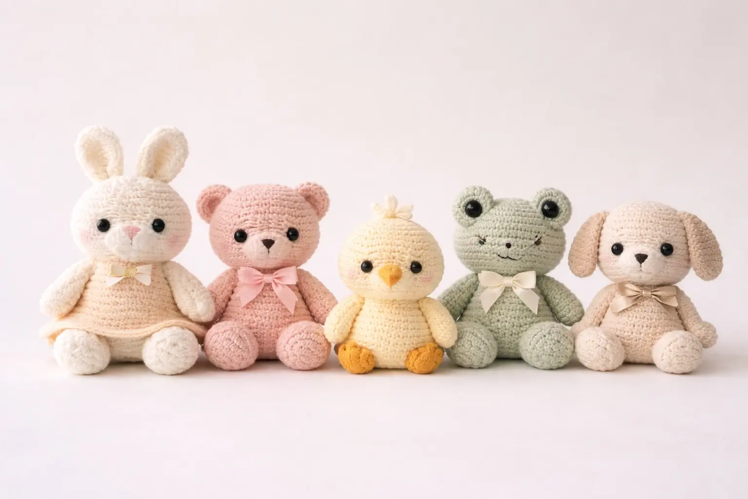 Simple single-color crochet product lineup