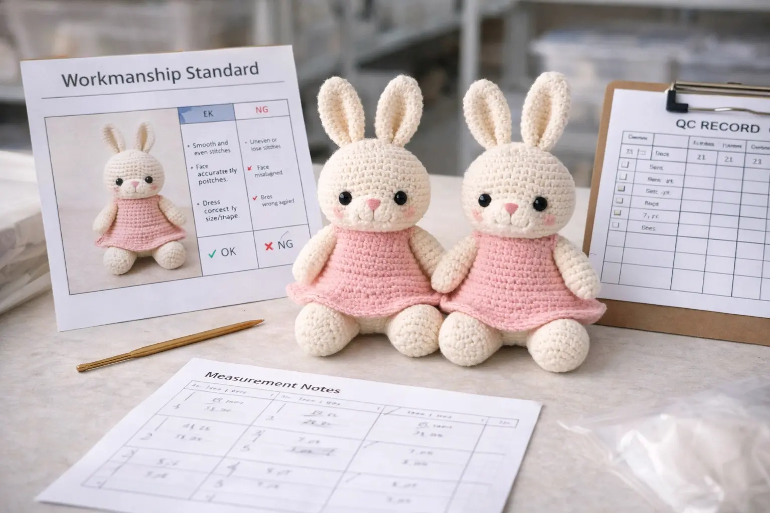 Quality documentation and inspection workflow for crochet manufacturing