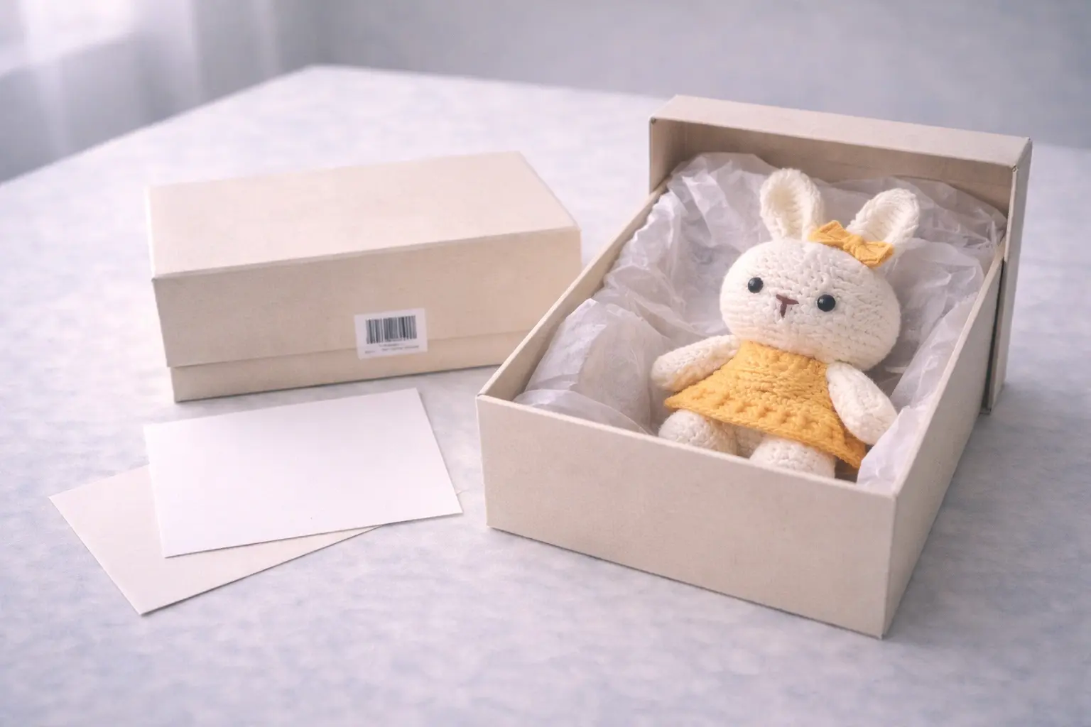 Handmade corporate gift set with premium packaging on a quality inspection table