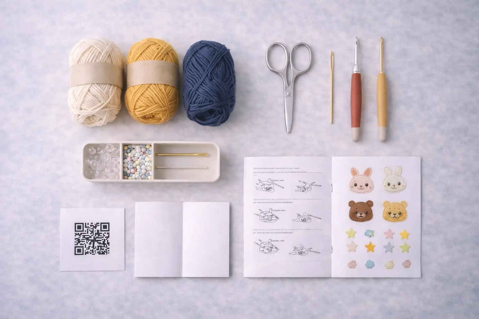 Education DIY kit components arranged in a clear grid layout