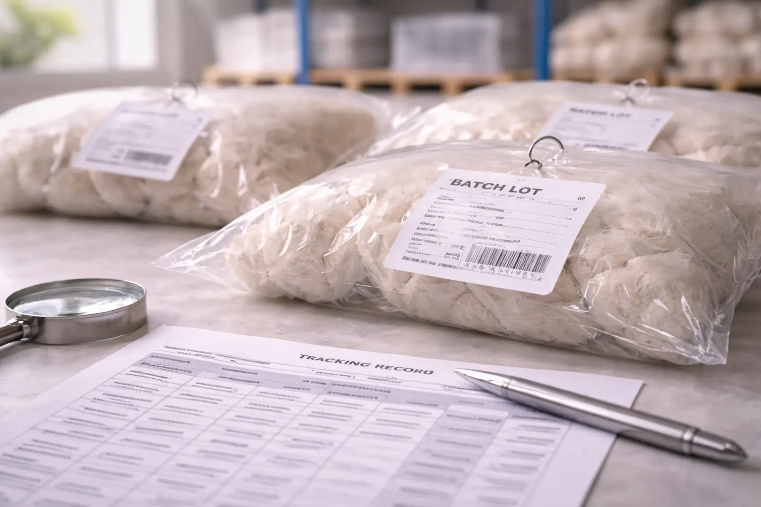 Material lot traceability labels and records for batch-level control