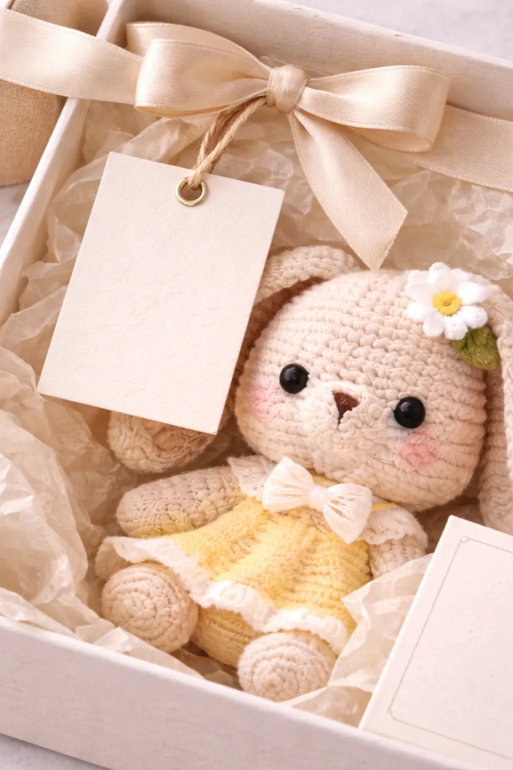 Packaging insert details for handmade gifts including card, tag and premium presentation components