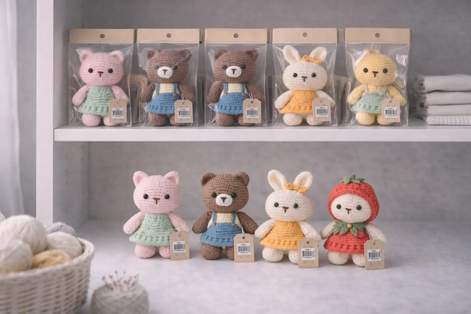 Retail crochet product display for lifestyle and DTC brand collections