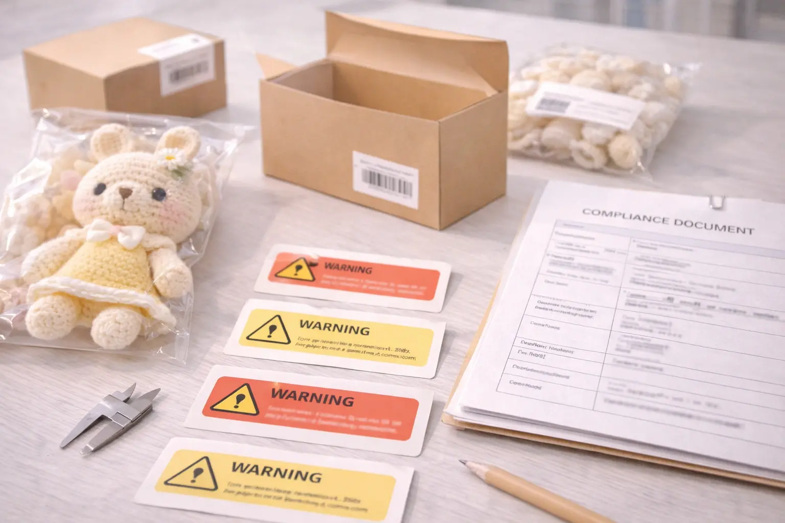 Packaging labels, warning examples and compliance document support materials