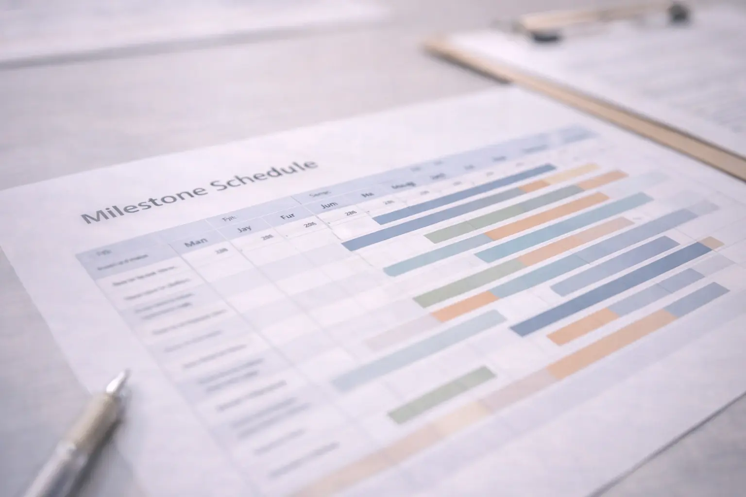 Project milestone schedule and production coordination document for handmade manufacturing
