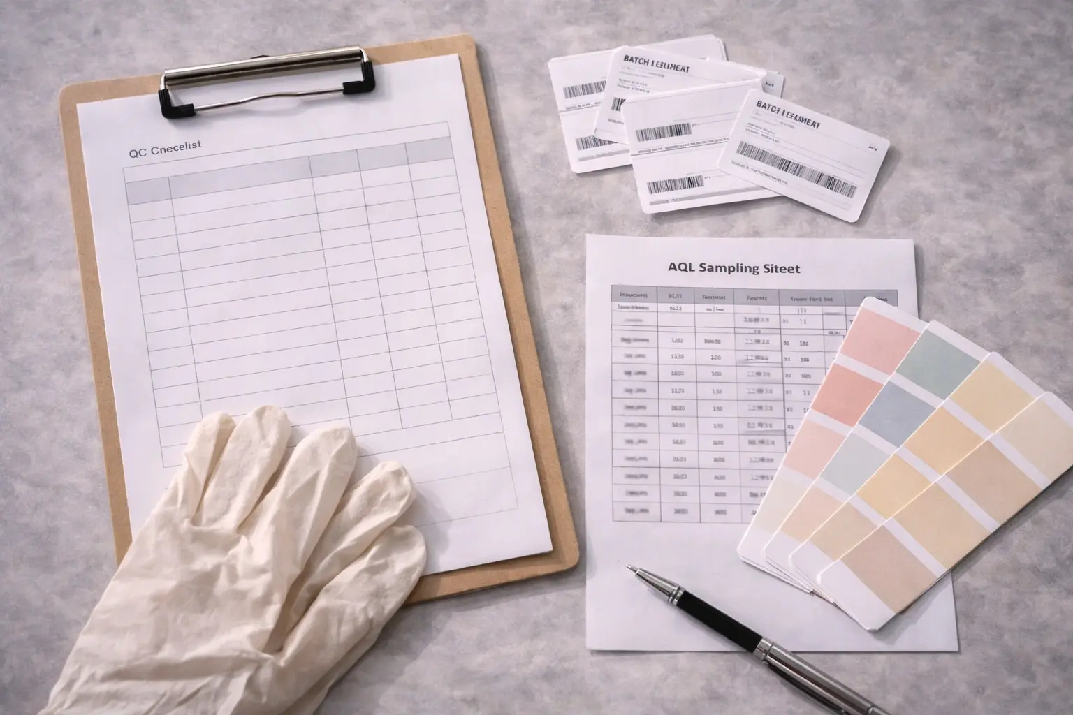 QC documentation pack for handmade manufacturing