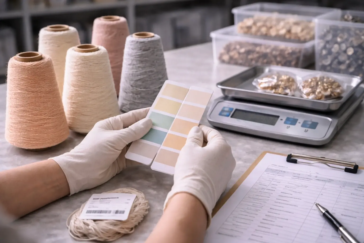 Incoming materials inspection for yarn and accessories